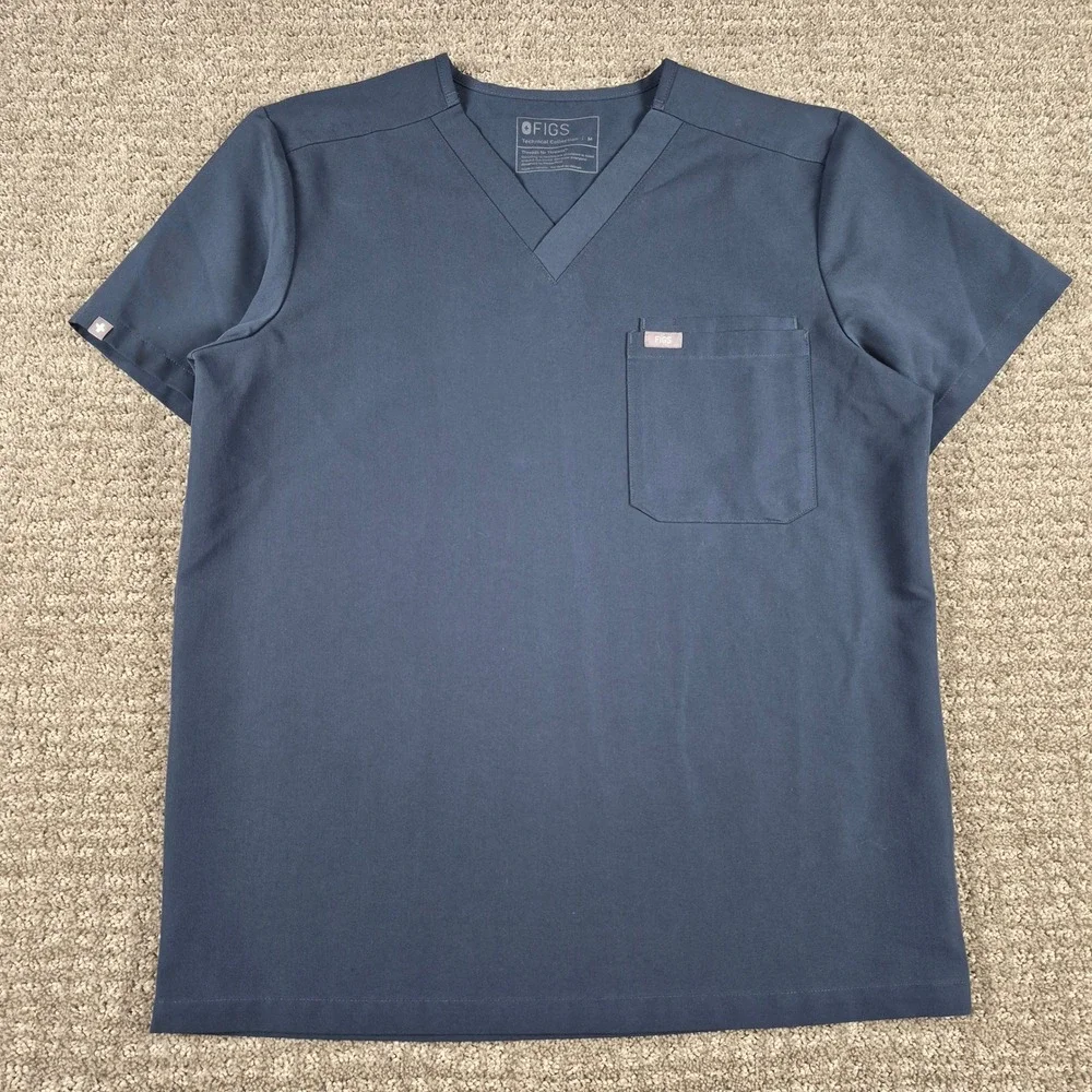 FIGS Leon Scrub Top Mens M Dark Blue V-Neck Short Sleeve FM1500 Medical Nurse